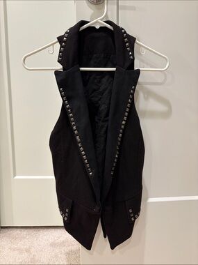 Studded Black Sleeveless Blazer Vest